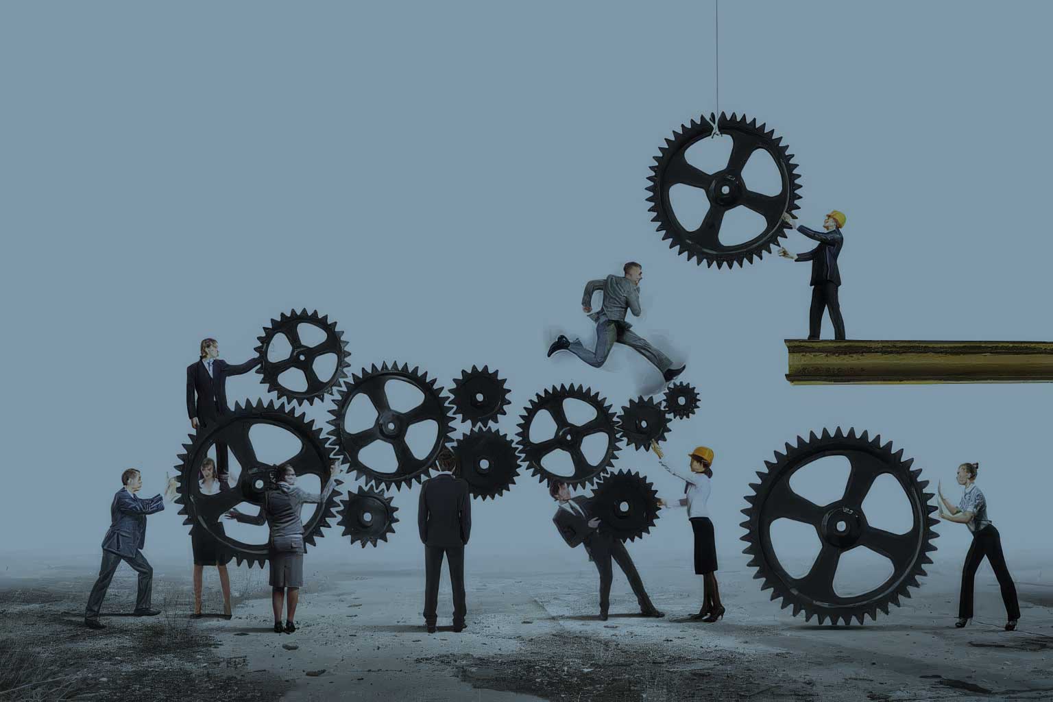 business people with gears